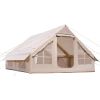 Inflatable Tents for Camping, 5-8 Person Easy Setup Blow up Tent with Hand Pump, 300D Oxford Glamping Tent with Stove Jack 2 Doors & 4 Mesh Windows