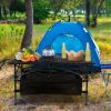 220 lb Capacity Foldable Camping Table | Aluminum Top & Steel Frame with Mesh Basket | Portable BBQ/Picnic/Beach Table Includes Carry Bag
