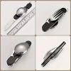 Stainless Steel 6-in-1 Multi-Tool Cutlery Set, Folding Pocket Knife with Fork, Spoon, Can Opener, Corkscrew, and Bottle Opener