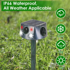 Temu & TK Self-pickup Order Solar-powered & Type-C Rechargeable Animal Repellent - Three ModesUltrasonic Buzzer  Vibration, IP66 Waterproof Ratin (Option: Green)